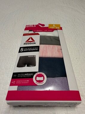 Reebok Girls 5-Pack Seamless Boyshorts - Pink, Gray, Navy, Lavender